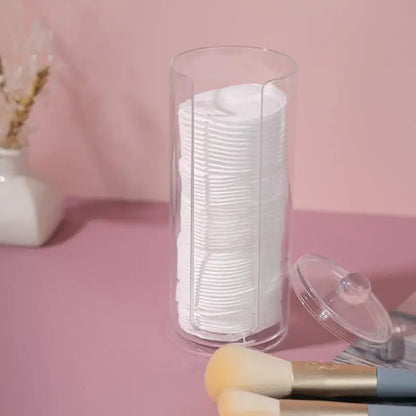 Transparent Round Cotton Pad Storage Holder for Bathroom