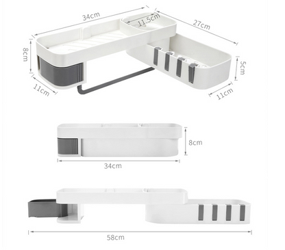 Multifunctional No-Drill Bathroom Storage Rack