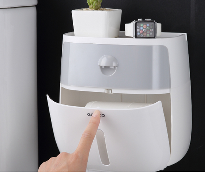 Tissue Box and Bathroom Storage Organizer Shelf