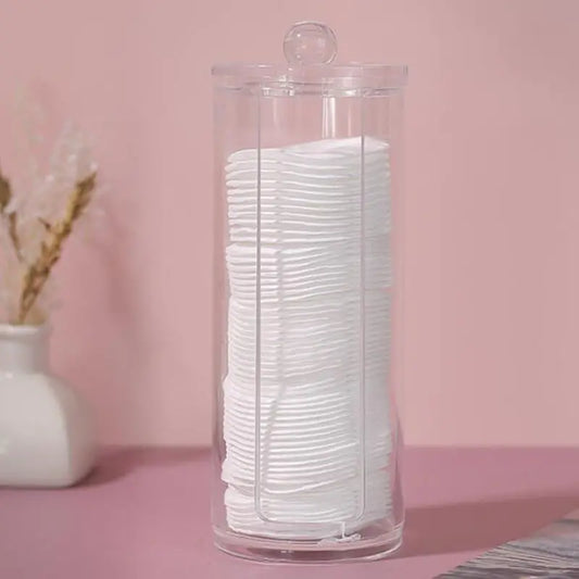 Transparent Round Cotton Pad Storage Holder for Bathroom